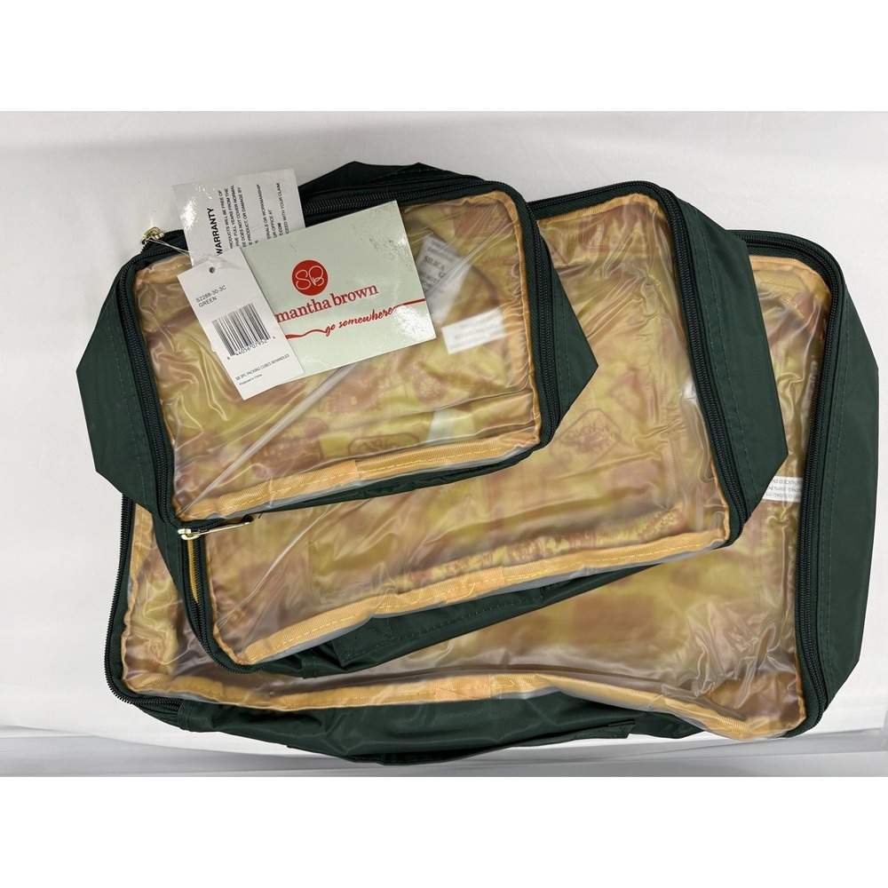 *Samantha Brown Luggage  Packing Cubes 3-pc Organizer Set GREEN  RARE ORGANIZERS